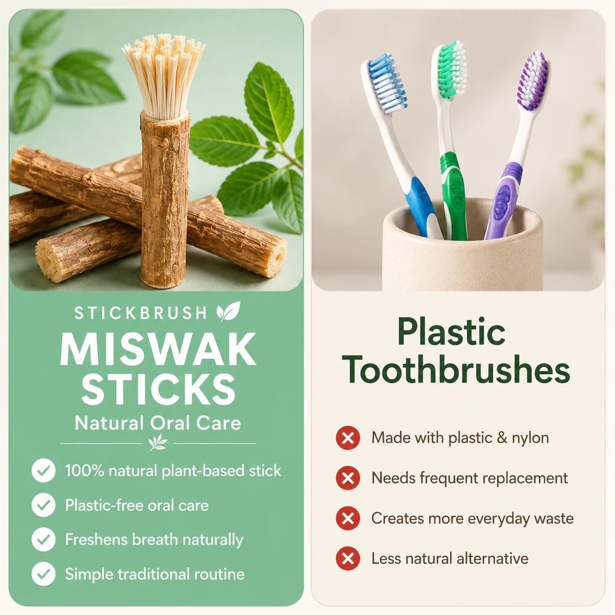 StickBrush Mint - Natural Luxora Toothbrush Stick